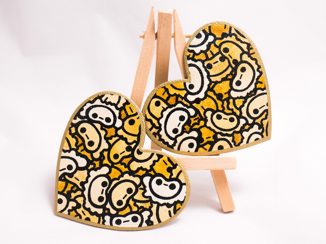 PIEROGI magnes, kształt serce, ręcznie malowany, akwarela