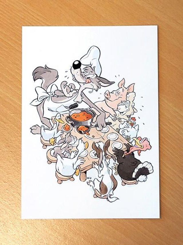 A5 print Wolf's Dinner Party