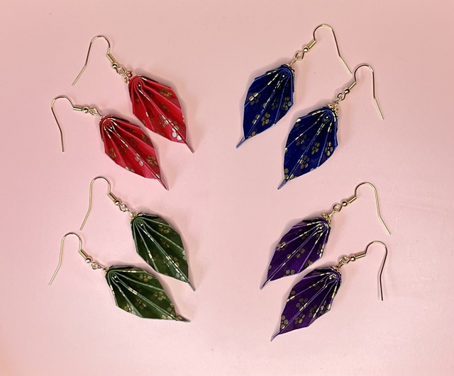 Origami Ohrringe "Kleine Kirschblüten Gold"