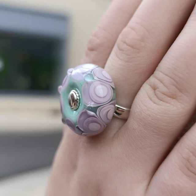 Bague en verre filé – Soft Dream – Pièce unique
