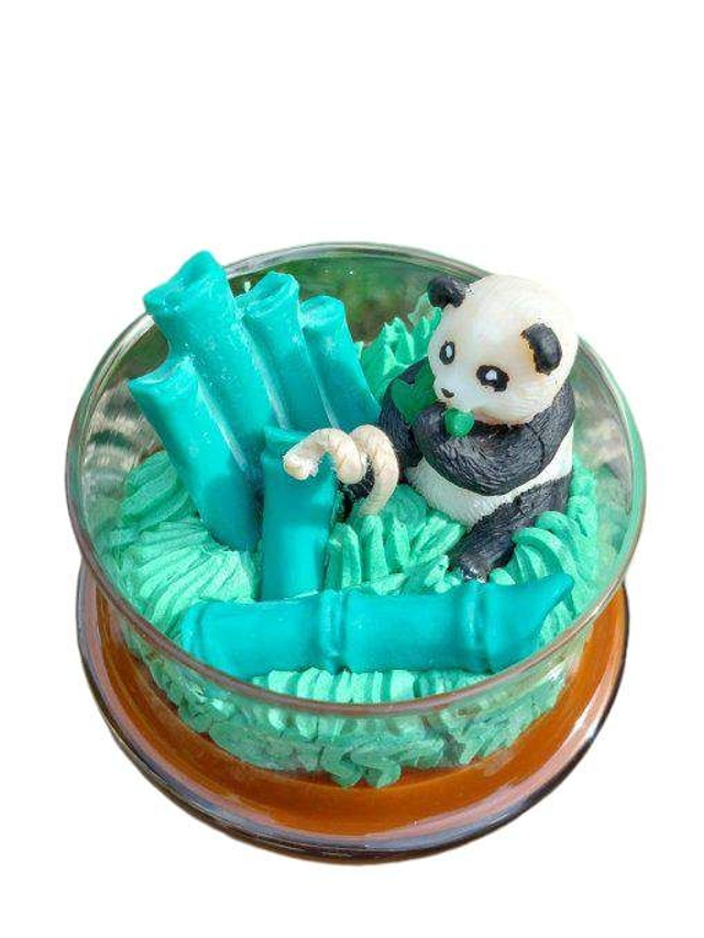 Bougie Panda et bambou sous cloche