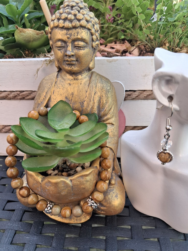 Bracelet Jaspe paysanne + boucles d'oreilles