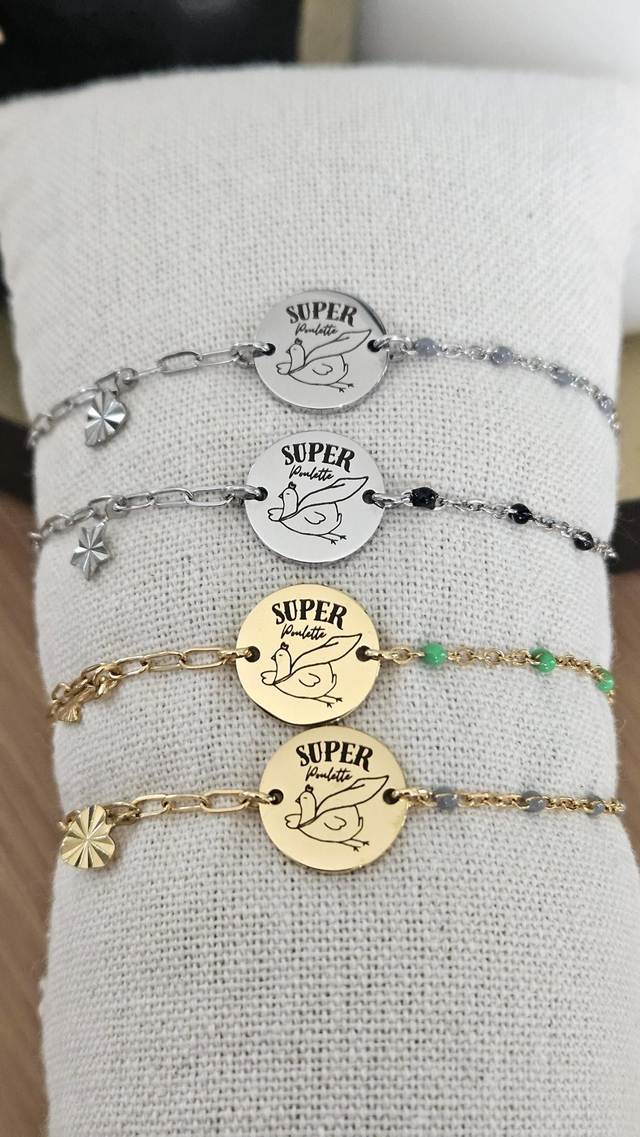 Bracelet chaîne &quot;super poulette &quot;