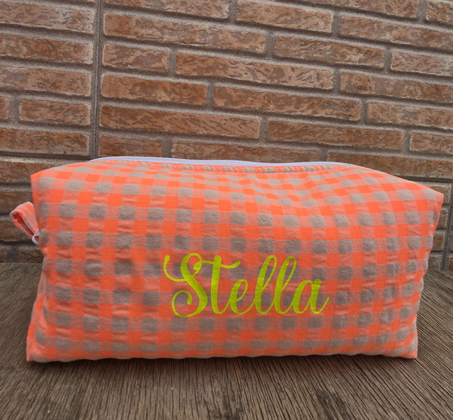 Neceser box Vichy naranja flúor