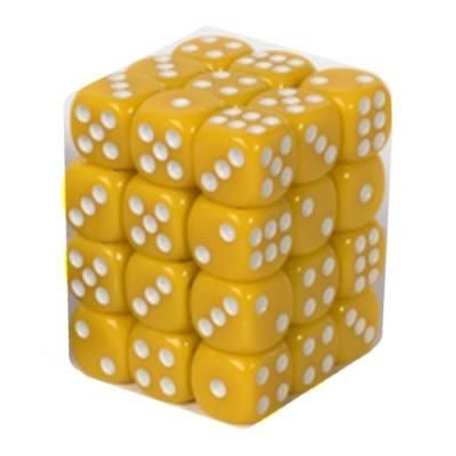 36 Dés 6 faces 12mm Opaque Jaune