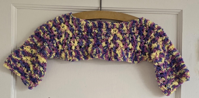 Crochet sleeves purple lilac yellow mix fluffy yarn