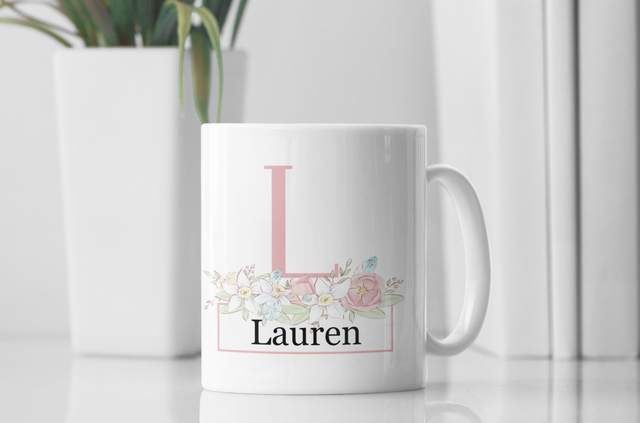 Personalised Name Mug - Flower Design