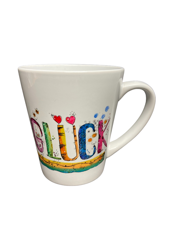 Konische Keramiktasse "Glück"