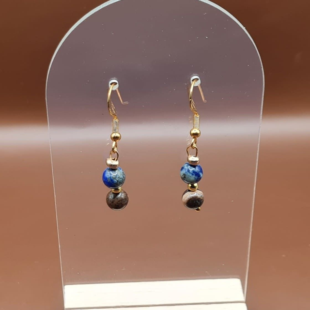 Crochets Jaspe brun - lapis lazuli