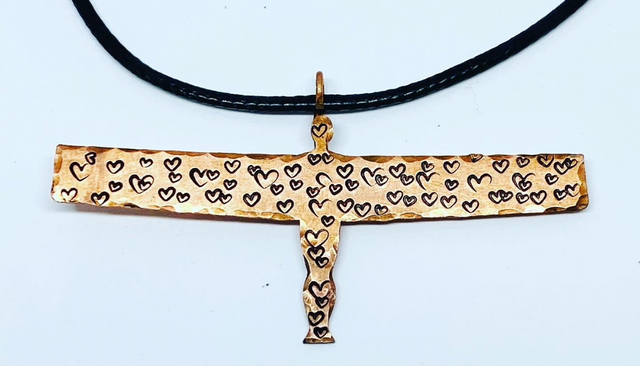 Angel of the North pendant, heart, necklace 