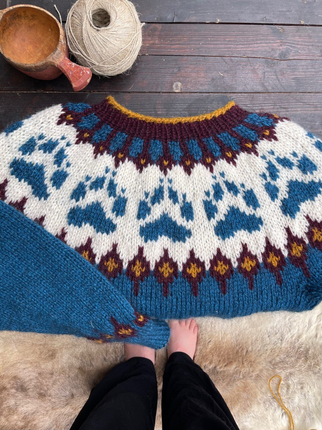 Wilderness Sweater Kit - Col 32 (Petrol Blue Norwegian Wool) - Yarn & Pattern - Linka Neumann
