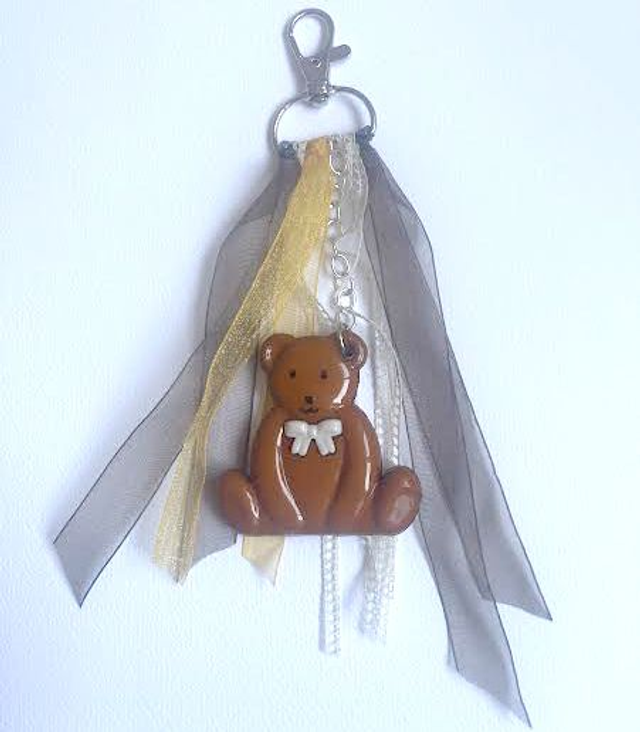 BS05- Bijoux de Sac ruban dentelle ours