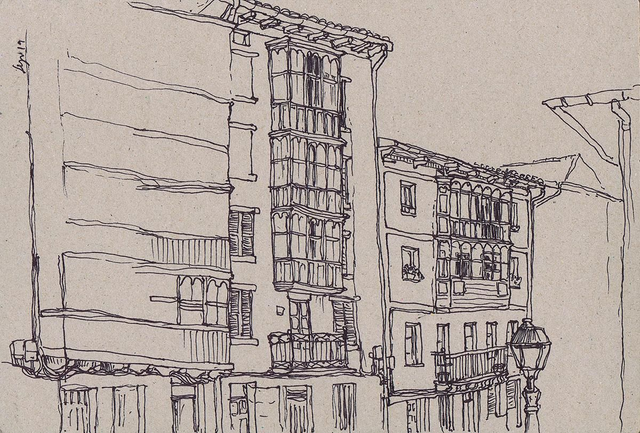 Dibujo entrada a Elantxobe (Bizkaia)