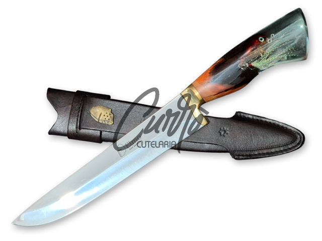 Faca Churrasco Elmo Cabo Híbrido Isca De Peixe Inox 8 Pol