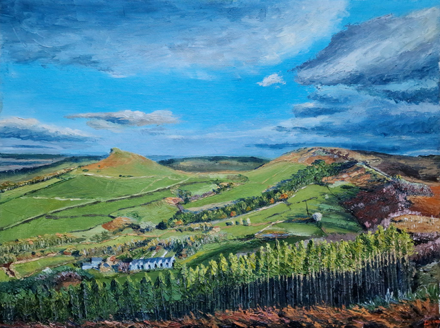 Gribdale and Roseberry Topping. Art card. 