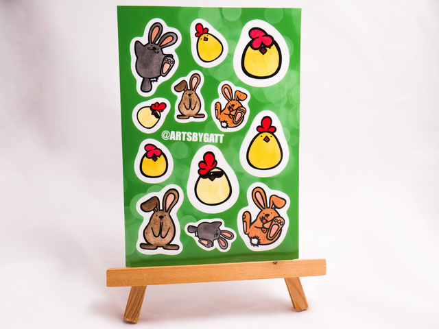 KRÓLICZKI i KURCZACZKI arkusz naklejek, winylowe wlepy ze zwierzakami