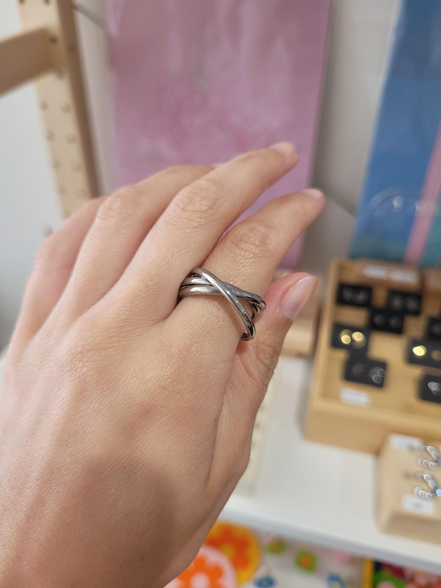 Stainless Steel Interlocked 3 Ring Fidget Ring - Size O - SL-048