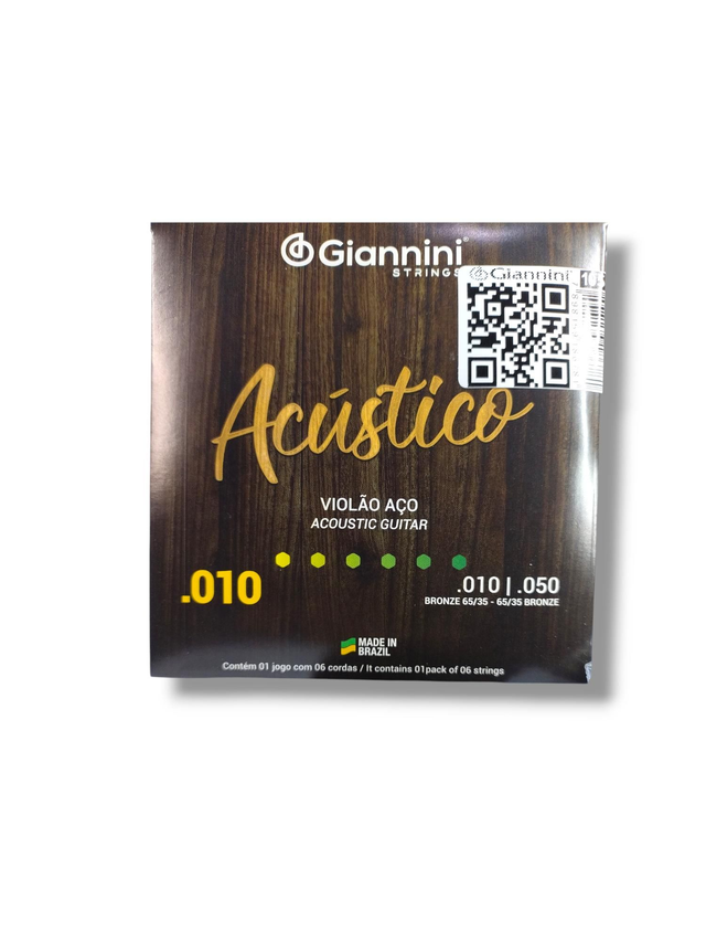 105 - Encordoamento Cordas Violão Aço 0.10 Acústico Giannini GESWAM