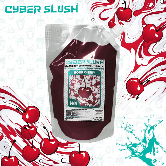 CyberSlush Sour Cherry Syrup for Ninja® Slushi - Natural Flavour / Natural Colour / Natural Sweetness - 1L