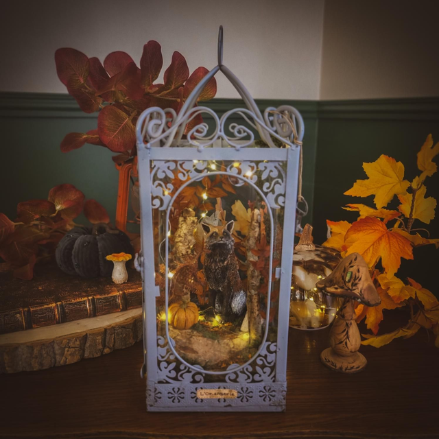 "Le Renard Pumking: L'Ombre et la Rouille" - Sculpture Fantastique 