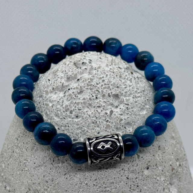 Bracelet en apatite bleue & rune Othila