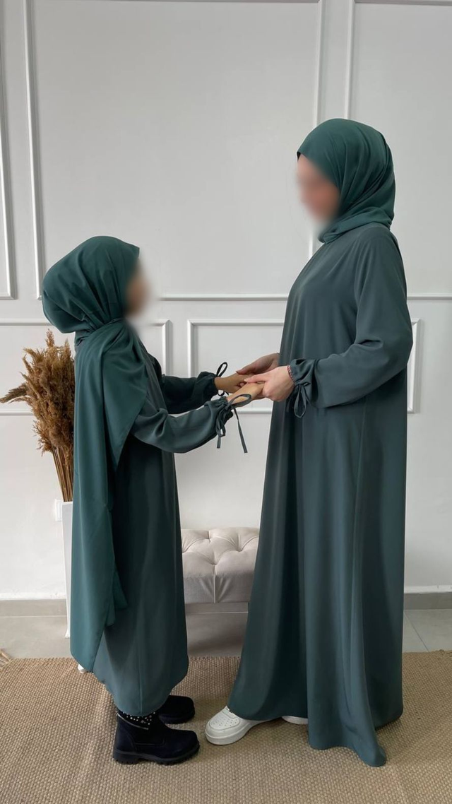 ABAYA MÉRE FILLE TURQUOISE