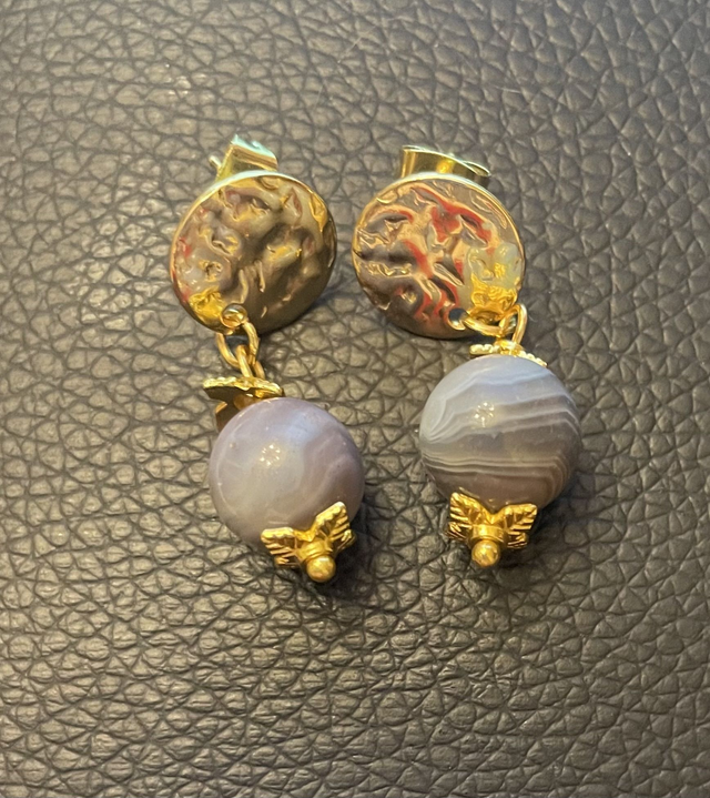 Boucles d'oreilles Agate Botswana 10 mm