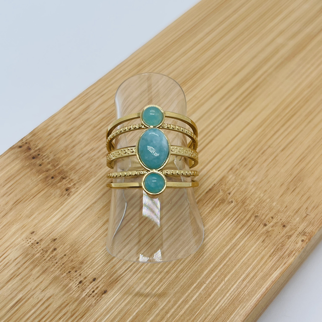 Bague triple pierre réglable 