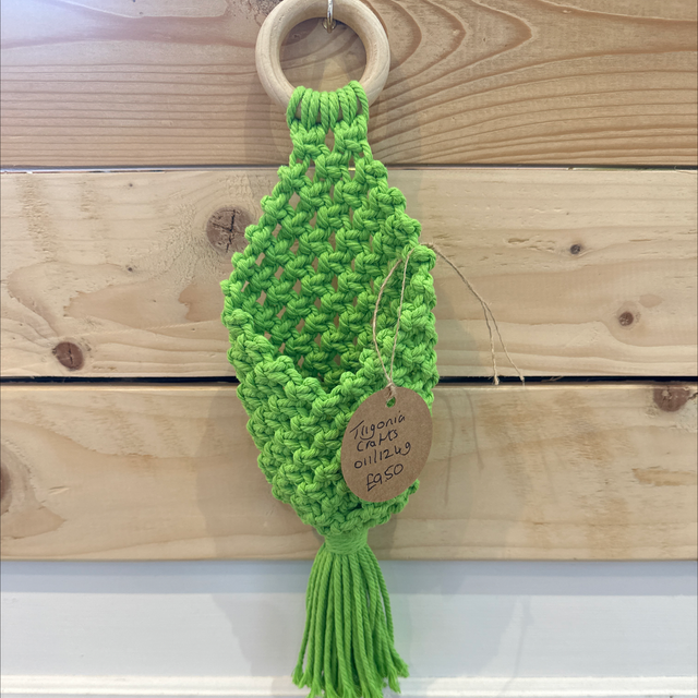 Green Macrame Hanging Pod 