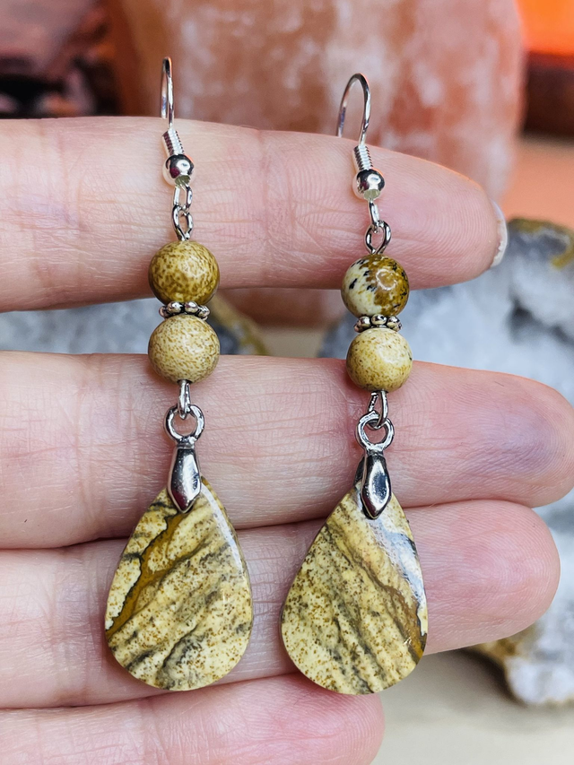 Boucles d'oreilles en JASPE PAYSAGE