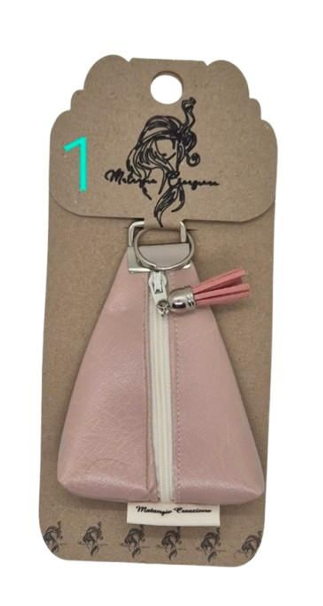 Porte-Clés porte-monnaie triangulaire en simili cuir ou liège