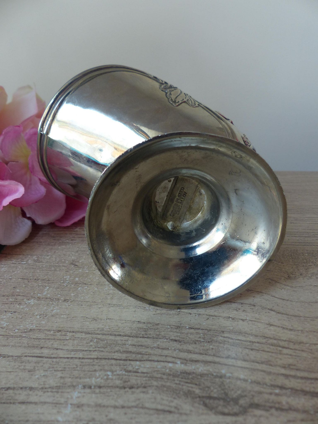 Sucrier vintage en métal argenté – Pot à sucre en alliage de zinc plaqué argent avec motifs floraux – Élégant accessoire de table rétro