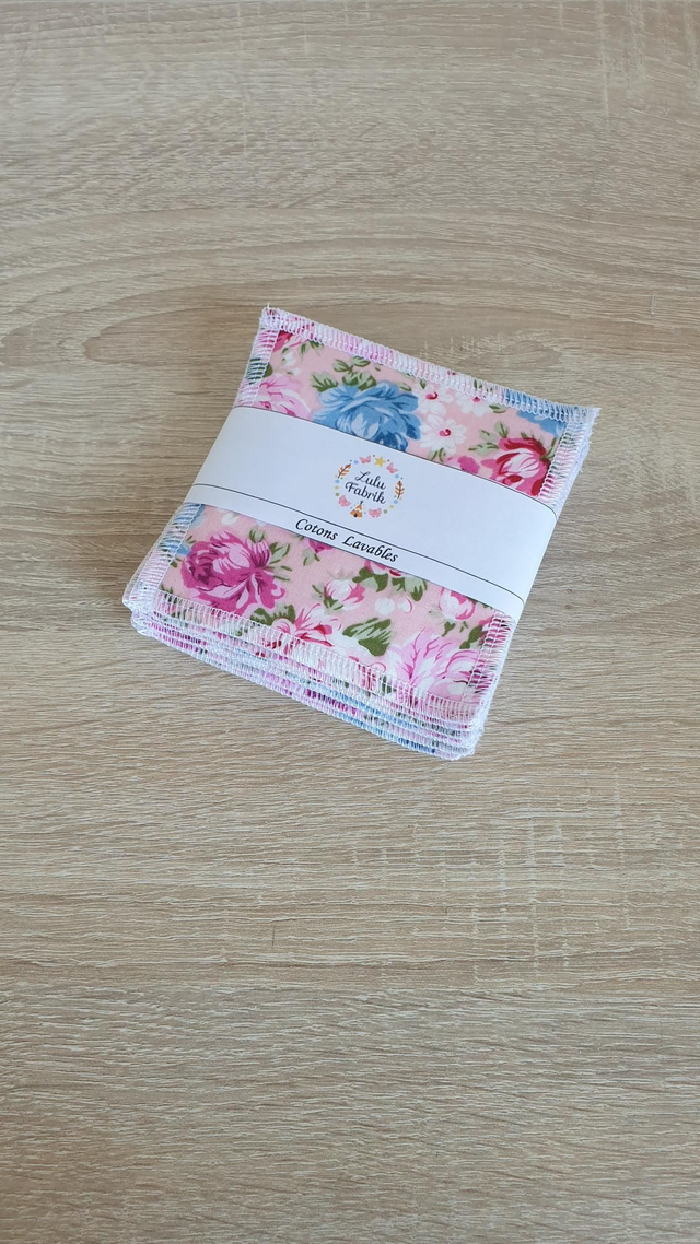 Lot de 7 cotons démaquillants rose bleu