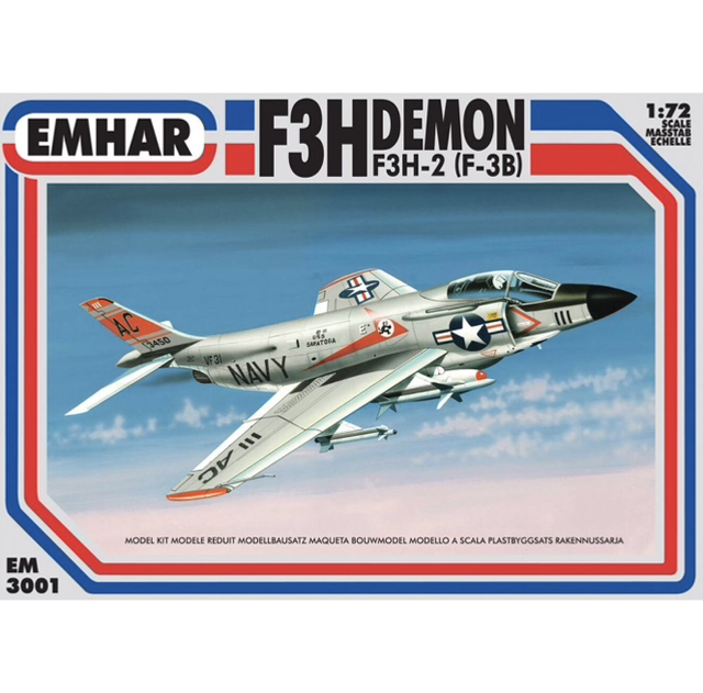 EMHAR PKEM3001 1:72 Scale US Navy F3H Demon Jet Fighter Aircraft Kit