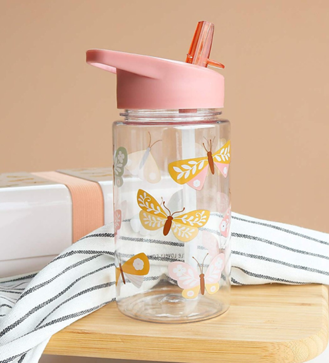 A Little Lovely Company - Borraccia con cannuccia farfalle