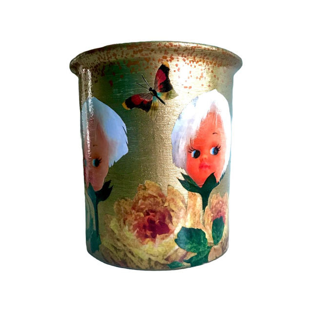 Gold “Doll Face Flower” Vase/Plant Pot/Utensil Holder - House of Frisson