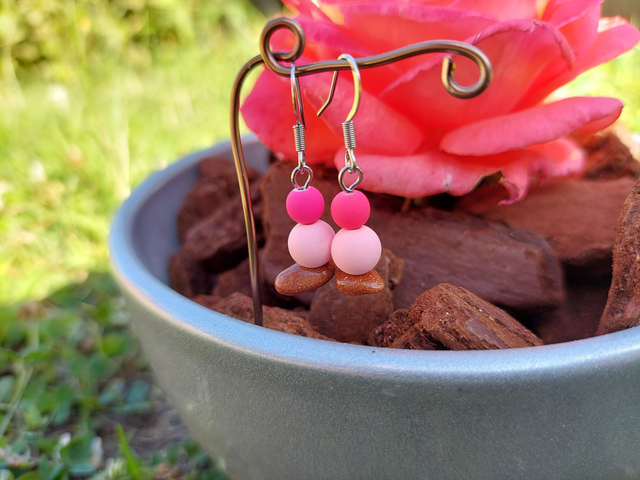 Boucle d'oreille pendante Pierre &amp; Perle