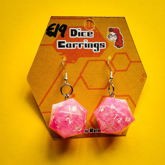 Pastel Pink - Dice -Earrings  [EAR-DIC-PSW]