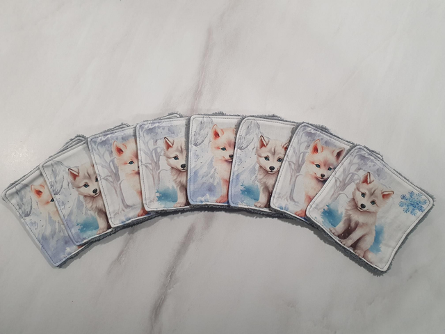 Lot de 8 lingettes loup grises