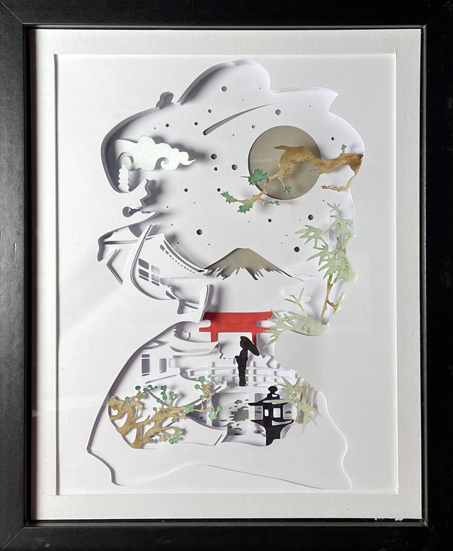 Nuit au japon - cadre 3D lumineux VENDU