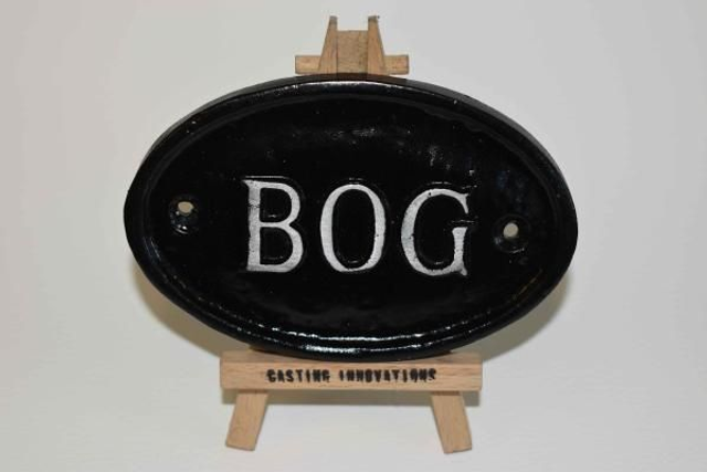 "BOG" Handmade cast aluminium sign