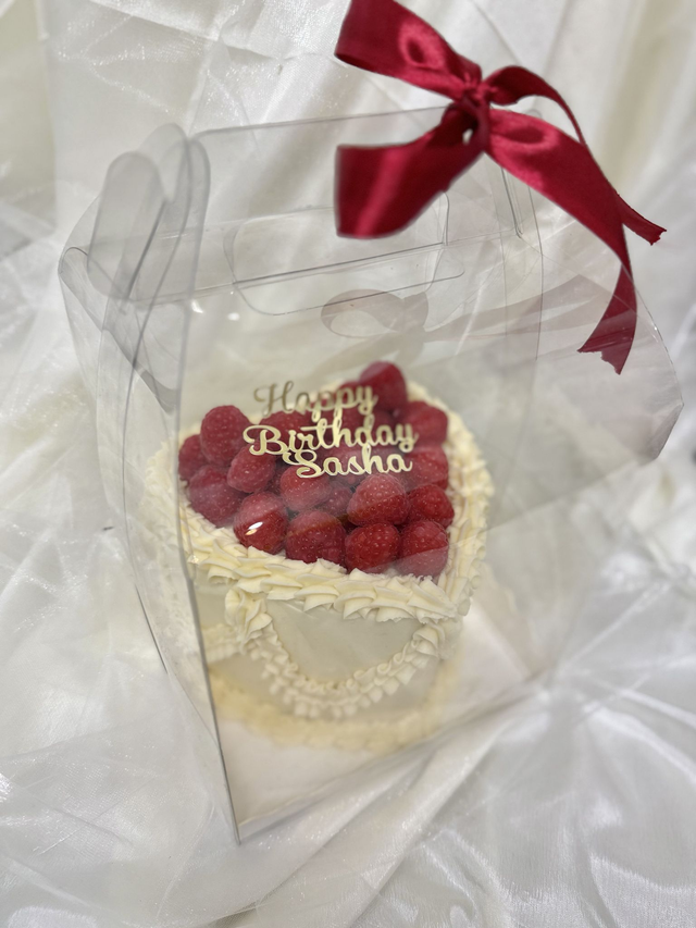 Raspberry Vintage Heart Birthday Cake