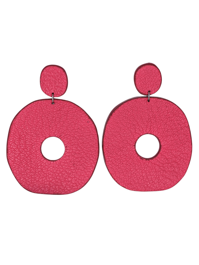 Boucles d&#039;oreilles en cuir GARANCE rose 