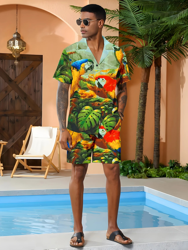 Men's Casual Fashion Shirt And Shorts Set