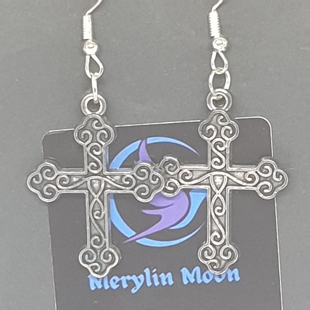 Large Gothic Cross Earrings 
