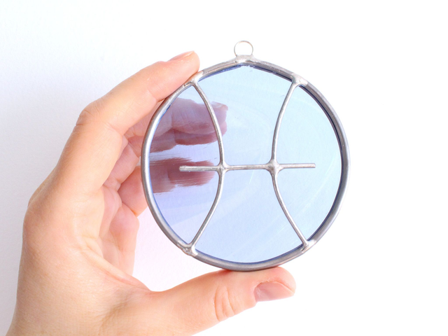 ♓ Suspension astro &quot;Poissons&quot; en vitrail