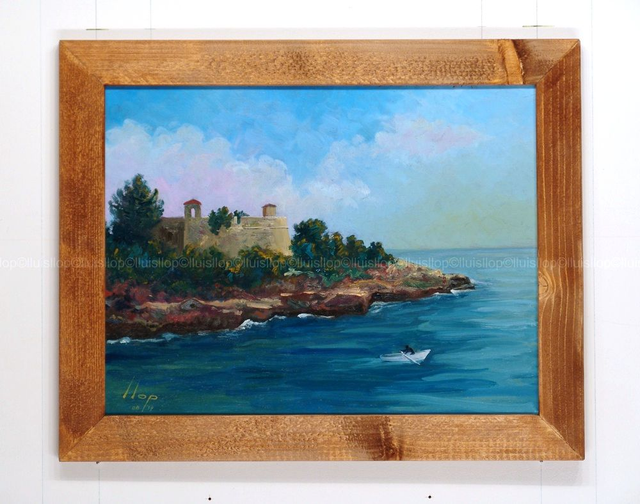 coses de l'Ametlla, oli original emmarcat 34x47 - castell de Sant Jordi