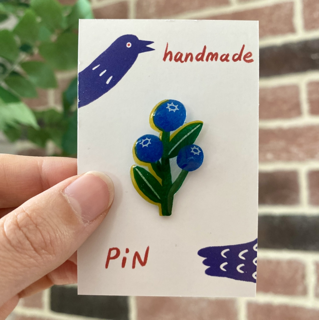 Handmade Blueberry Sprig Pin