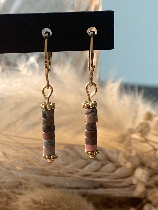 Boucles d'oreilles Rosamaria Marbre brun/rose