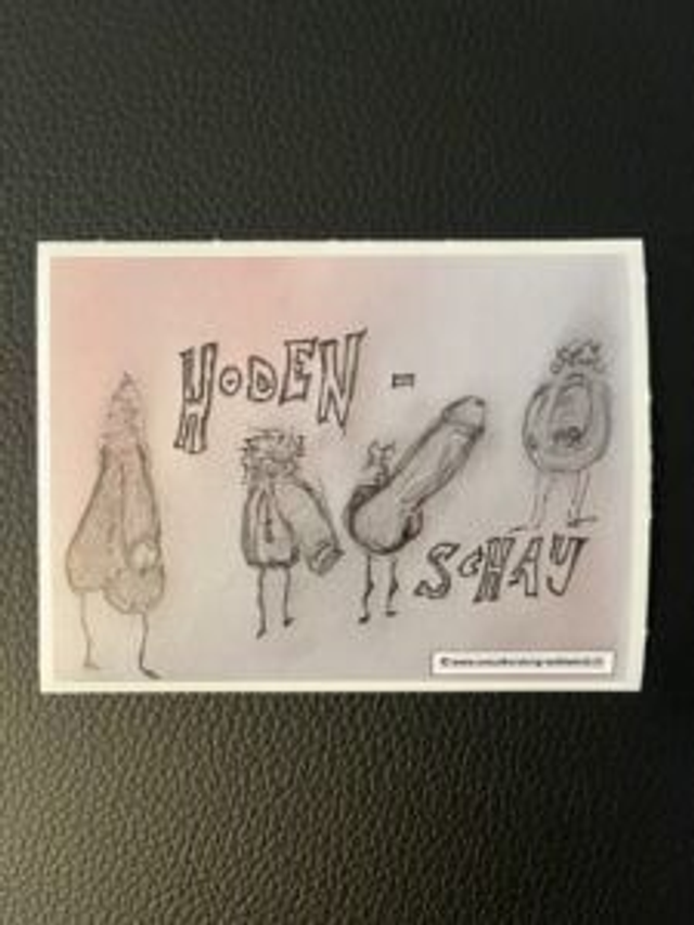Sticker: "Hoden-Schau" anstatt "Moden-Schau" (9cm x 7cm)